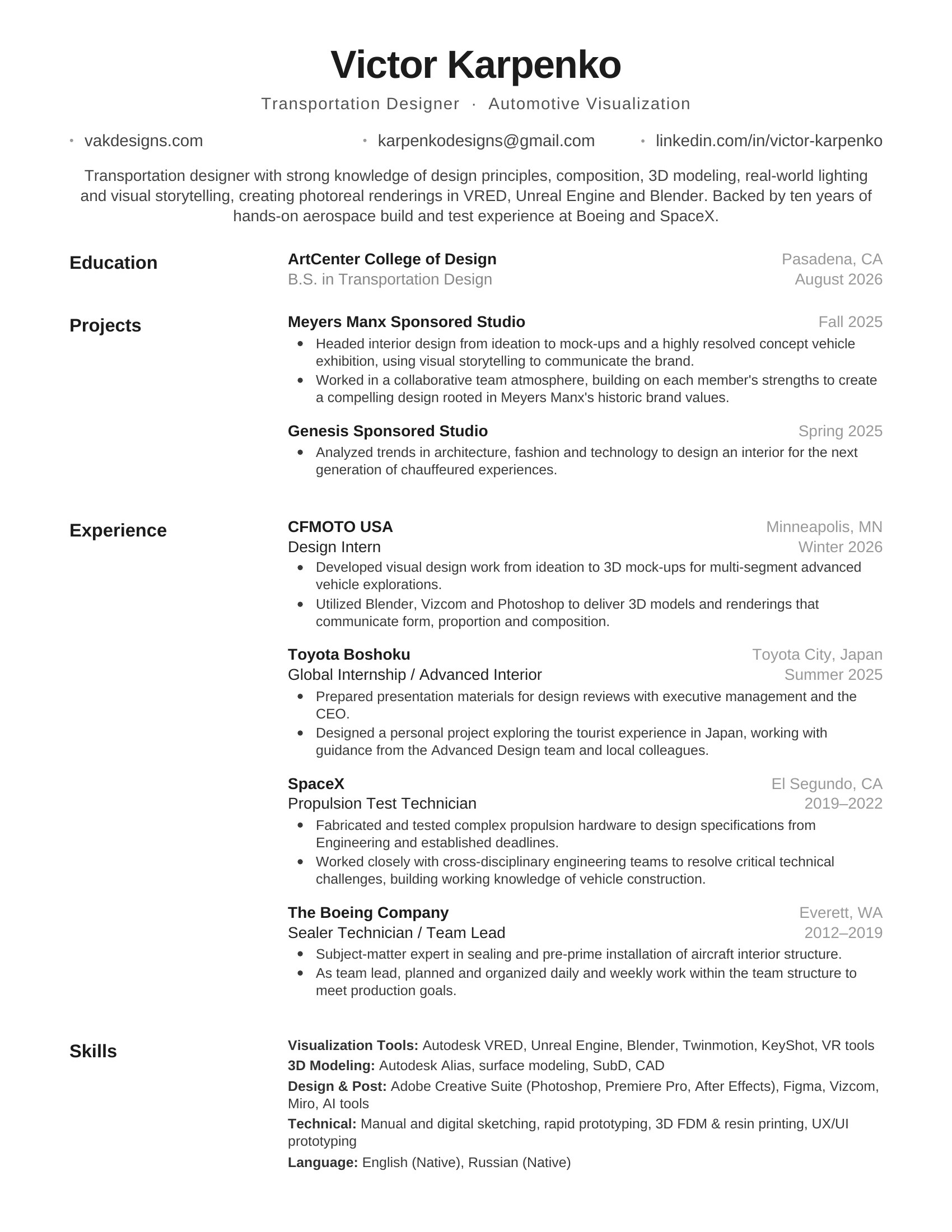 Victor Karpenko resume